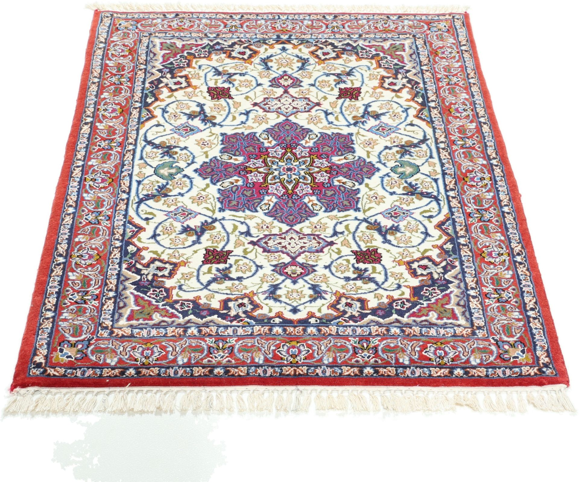 Alternative view of Isfahan Persian Rug 70 × 98 cm in Wool & Silk, hand-knotted