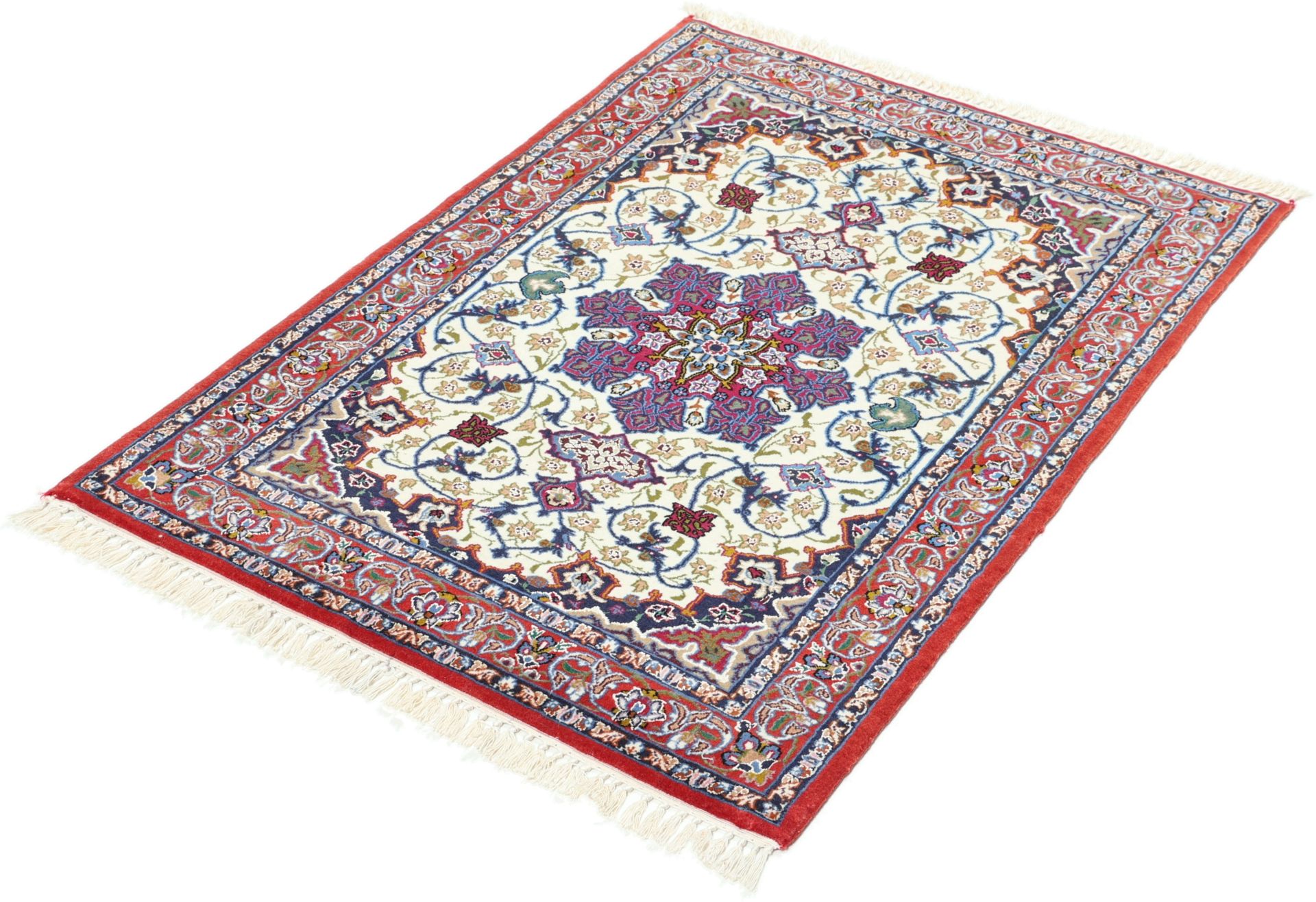 Isfahan Persian Rug 70 × 98 cm in Wool & Silk, hand-knotted - Image 3