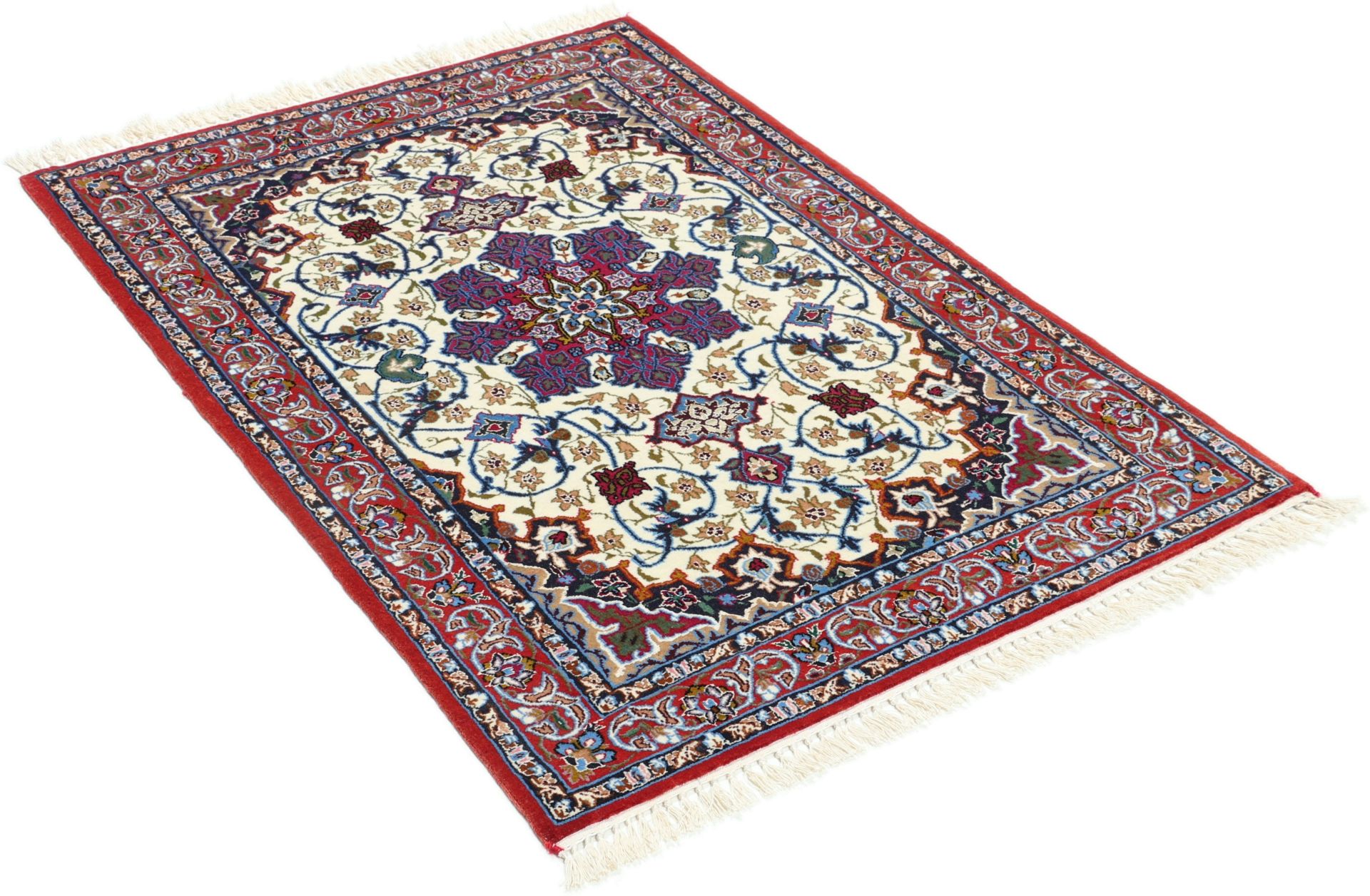 Isfahan Persian Rug 70 × 98 cm in Wool & Silk, hand-knotted - Image 4