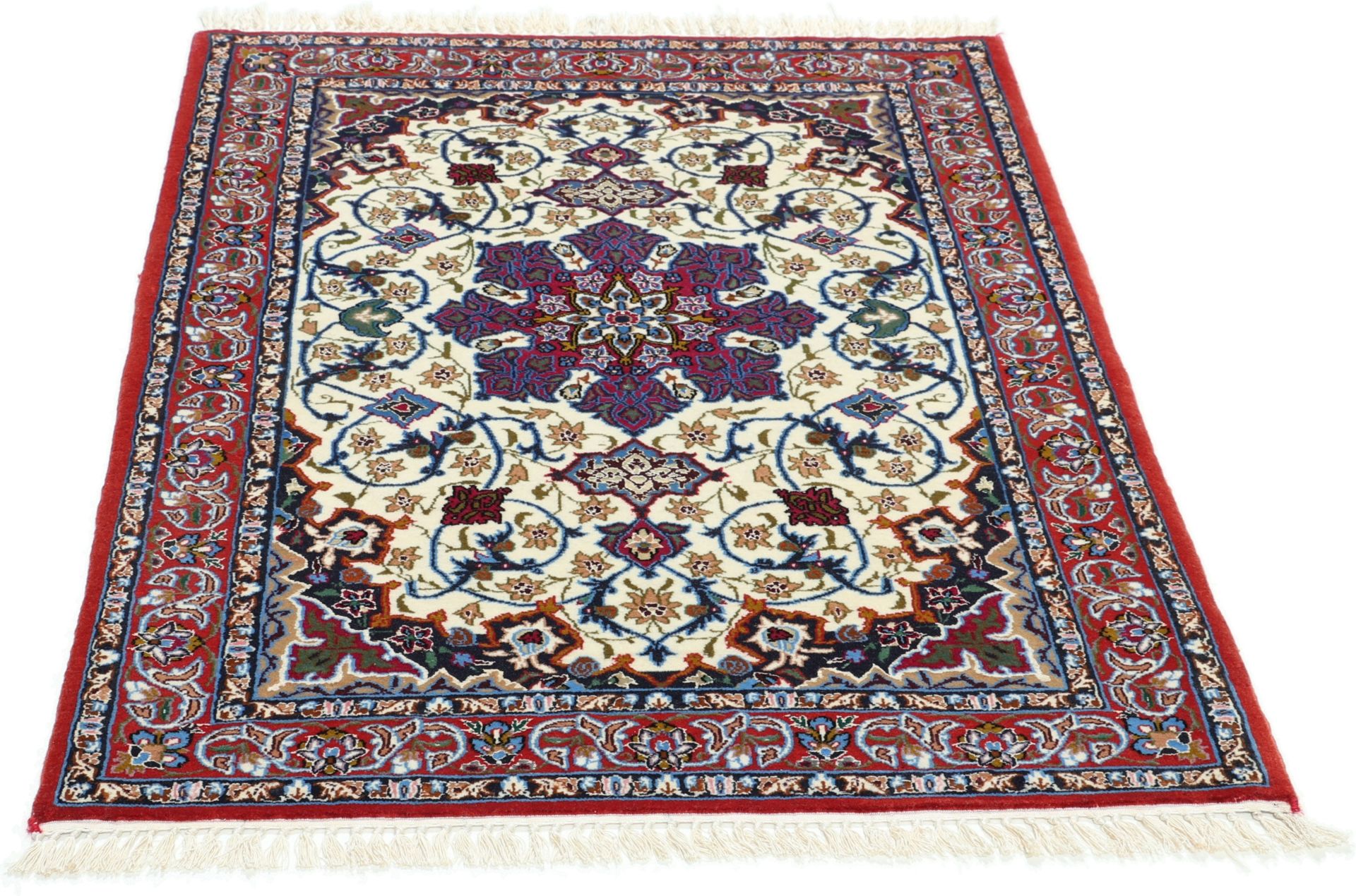 Isfahan Persian Rug 70 × 98 cm in Wool & Silk, hand-knotted - Image 7