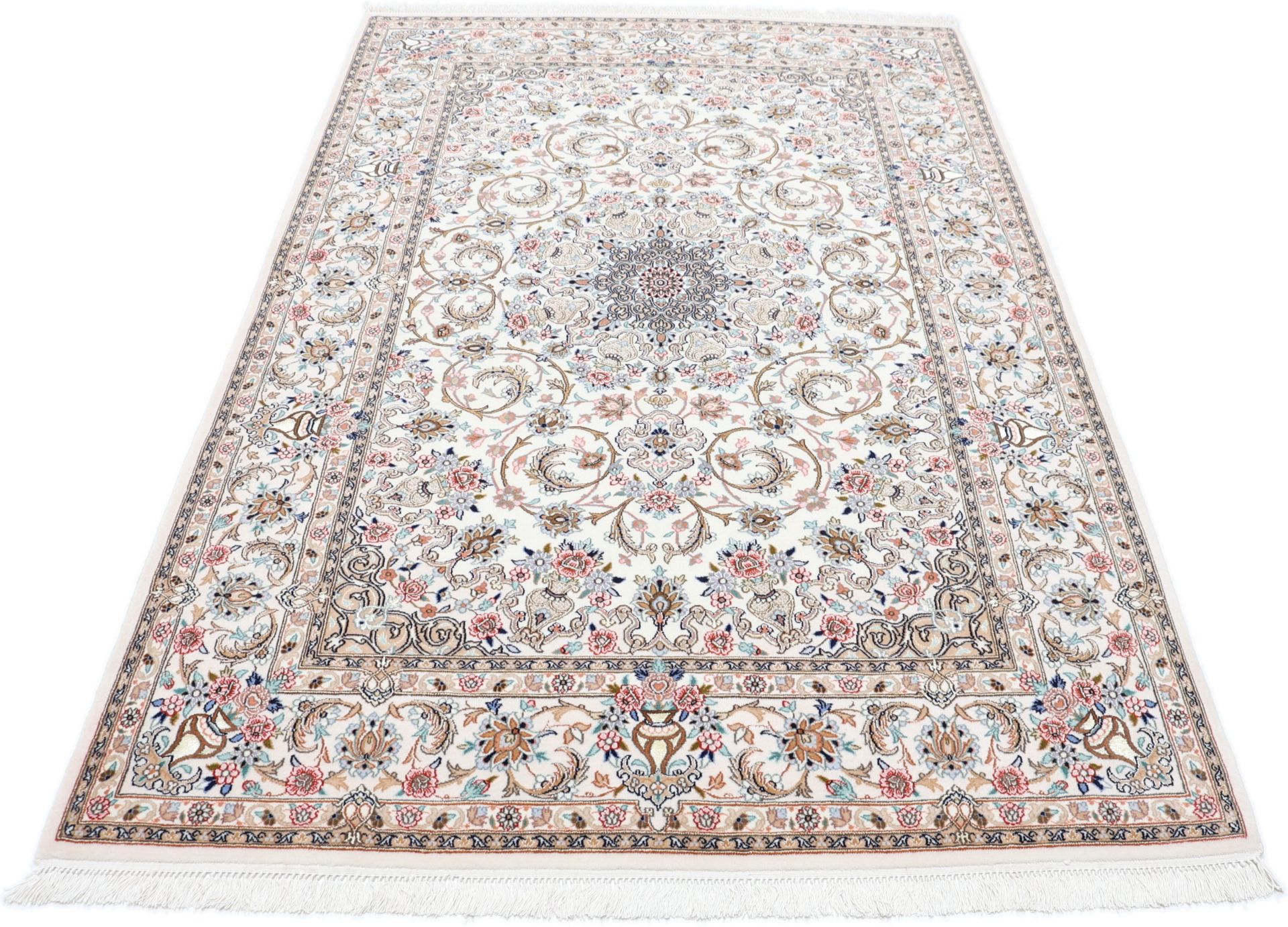 Alternative view of Isfahan Persian Rug 130 × 200 cm in Wool & Silk, hand-knotted