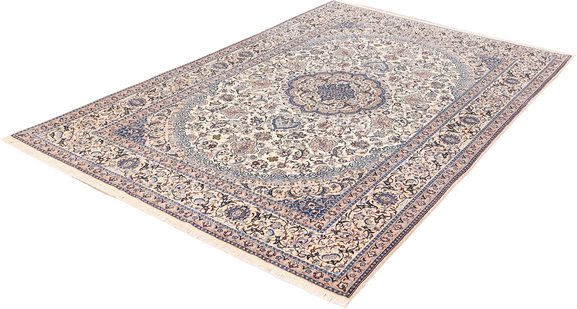 Hand-Knotted Nain Persian Rug, 204 × 321 cm, Wool & Silk - Image 3