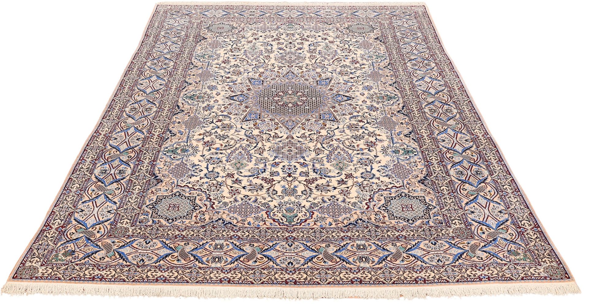 Alternative view of Wool & Silk Nain Persian Rug 200 × 303 cm, hand-knotted