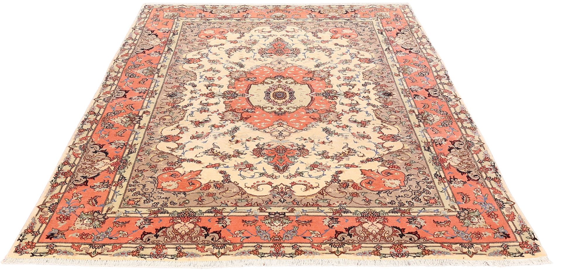 Alternative view of Hand-Knotted Tabriz Persian Rug, 195 × 270 cm, Wool & Silk