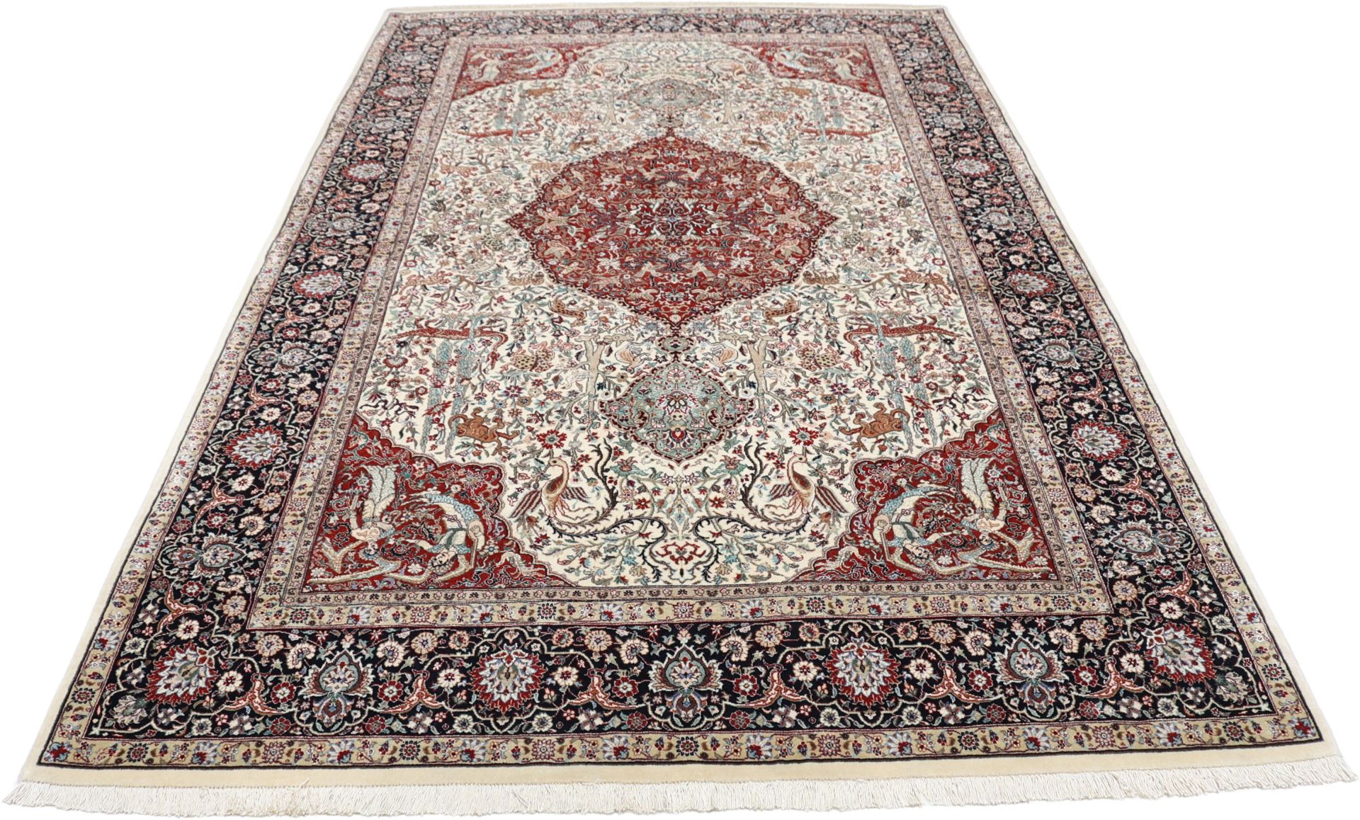 Alternative view of Hand-Knotted Isfahan Persian Rug, 140 × 230 cm, Wool & Silk