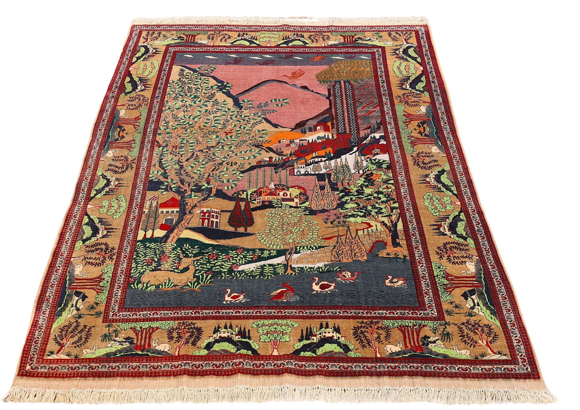 Alternative view of Hand-Knotted Kashan Persian Rug, 130 × 202 cm, Wool