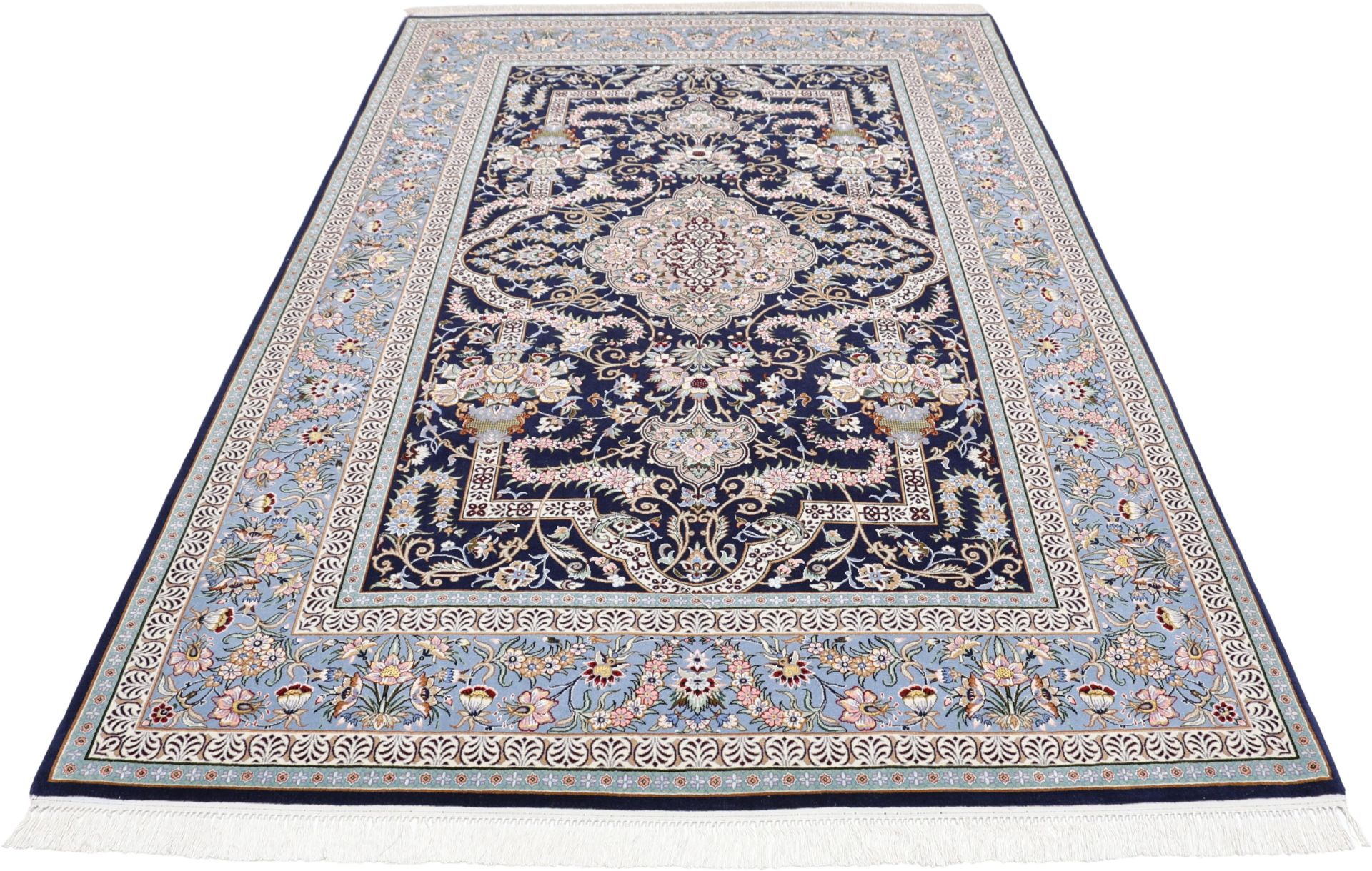 Alternative view of Hand-Knotted Isfahan Persian Rug, 147 × 230 cm, Wool & Silk