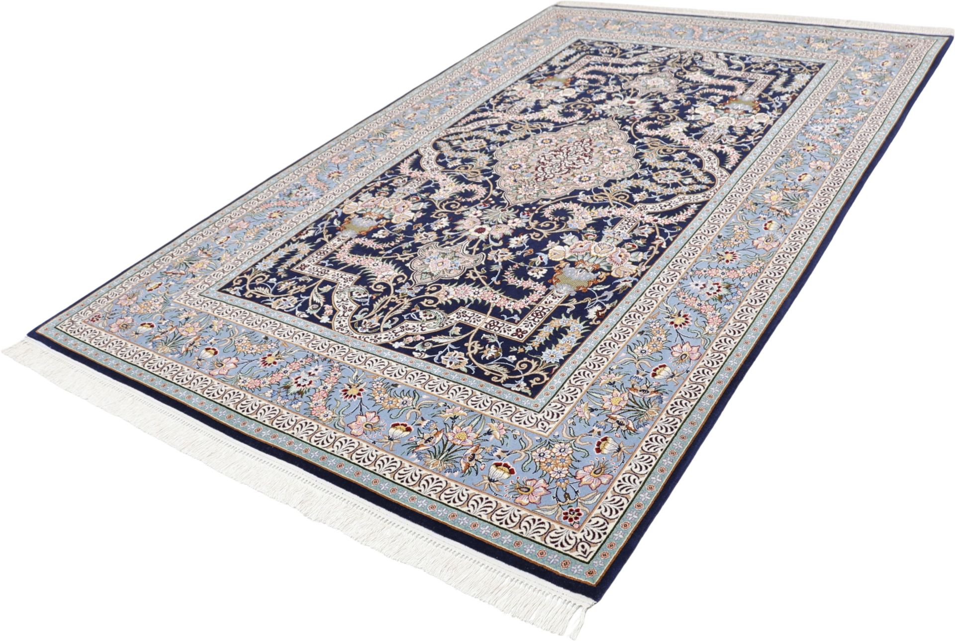 Hand-Knotted Isfahan Persian Rug, 147 × 230 cm, Wool & Silk - Image 3