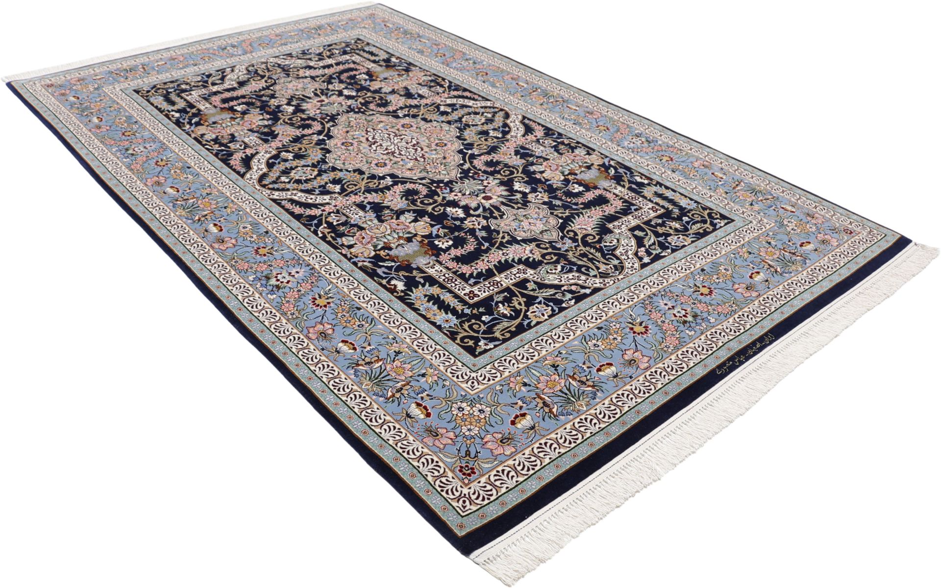 Hand-Knotted Isfahan Persian Rug, 147 × 230 cm, Wool & Silk - Image 4