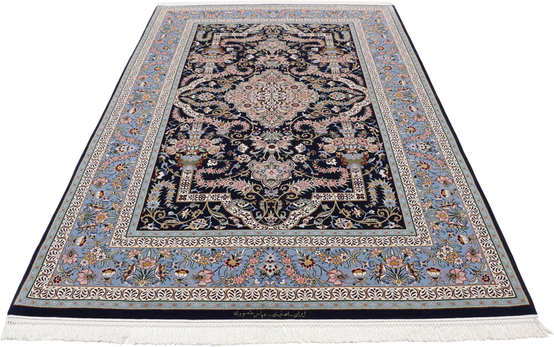 Hand-Knotted Isfahan Persian Rug, 147 × 230 cm, Wool & Silk - Image 7