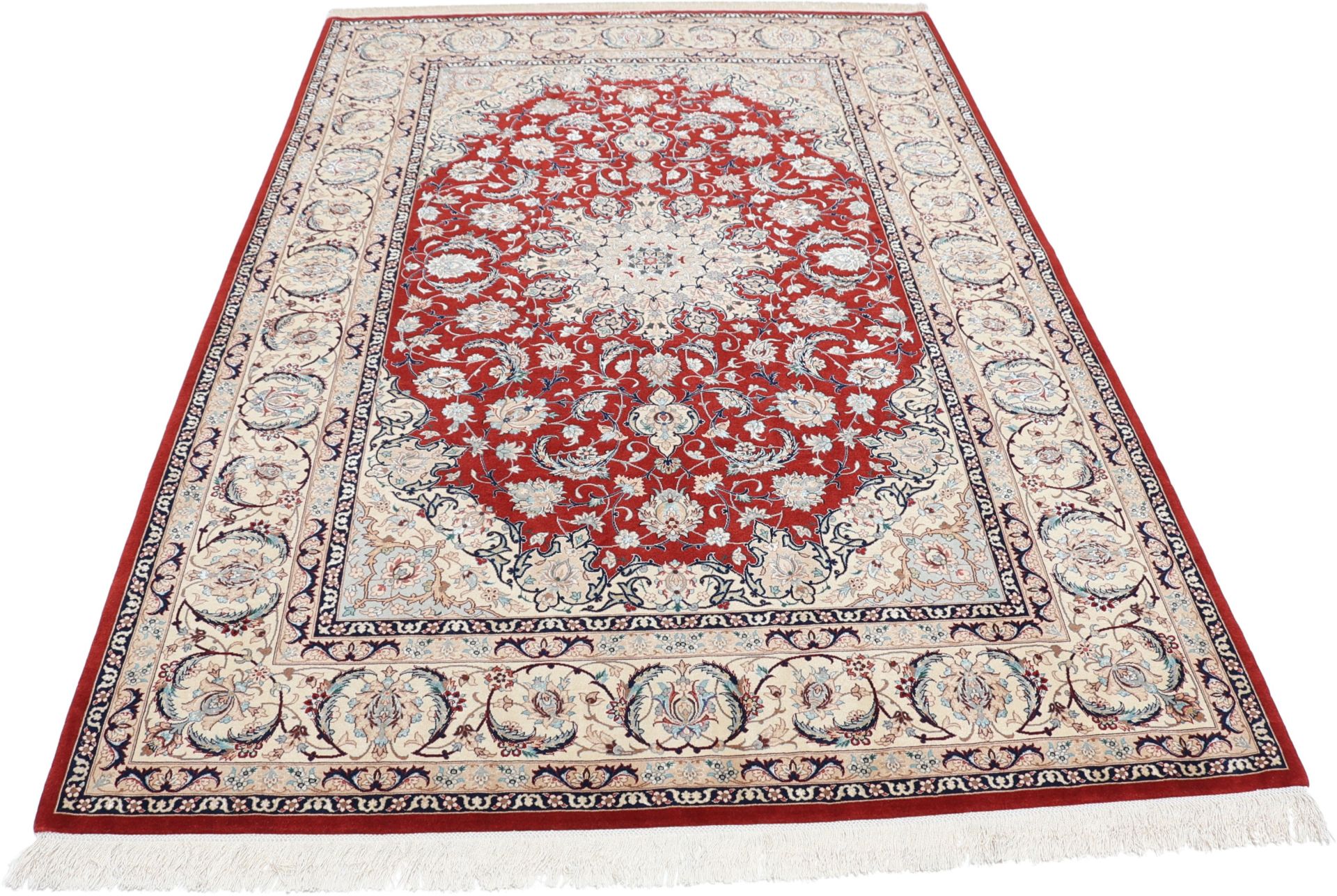 Alternative view of Wool & Silk Isfahan Persian Rug 150 × 226 cm, hand-knotted
