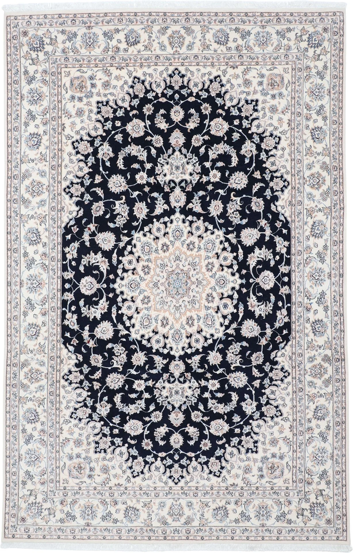 Hand-Knotted Nain Persian Rug, 200 × 310 cm, Wool & Silk