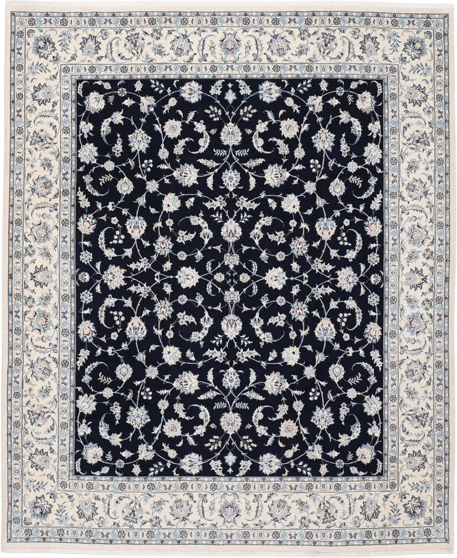 Wool & Silk Nain Persian Rug 224 × 270 cm, hand-knotted