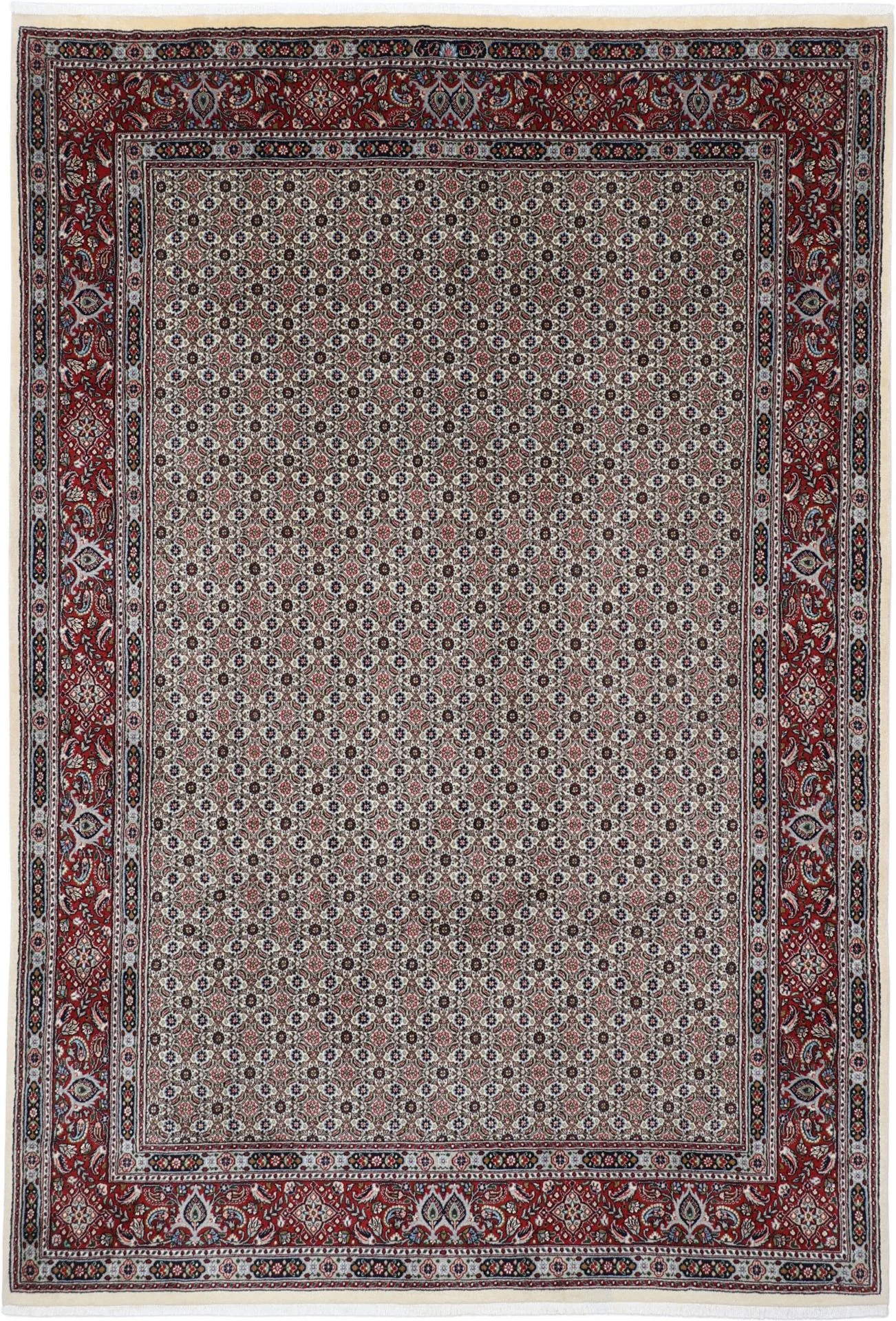 Hand-Knotted Moud Persian Rug, 205 × 300 cm, Wool & Silk