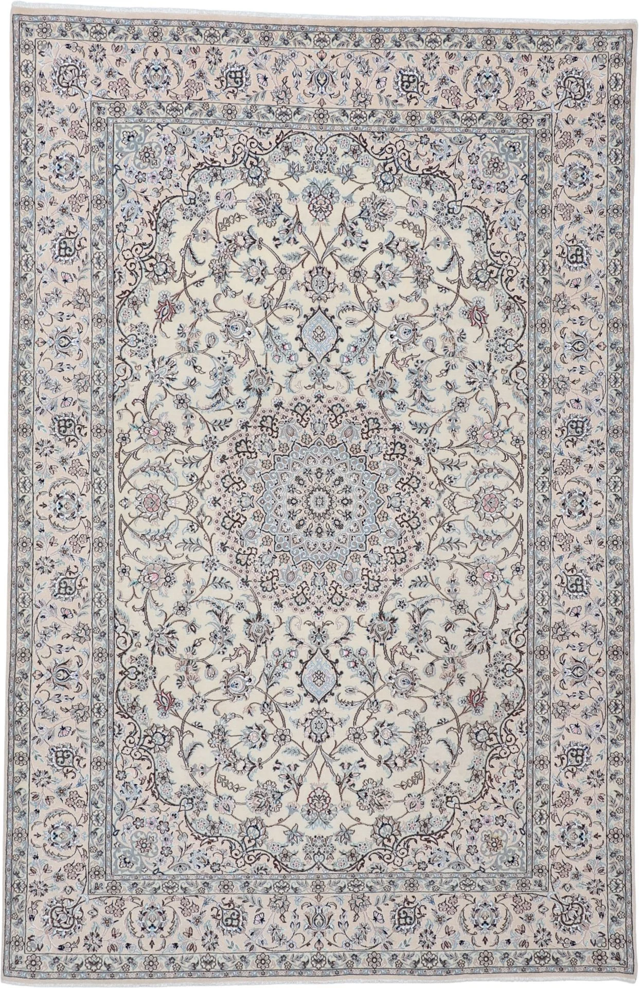 Nain Persian Rug 202 × 308 cm in Wool & Silk, hand-knotted