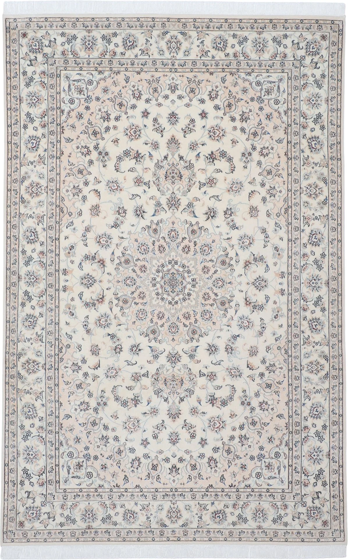 Nain Persian Rug 197 × 306 cm in Wool & Silk, hand-knotted