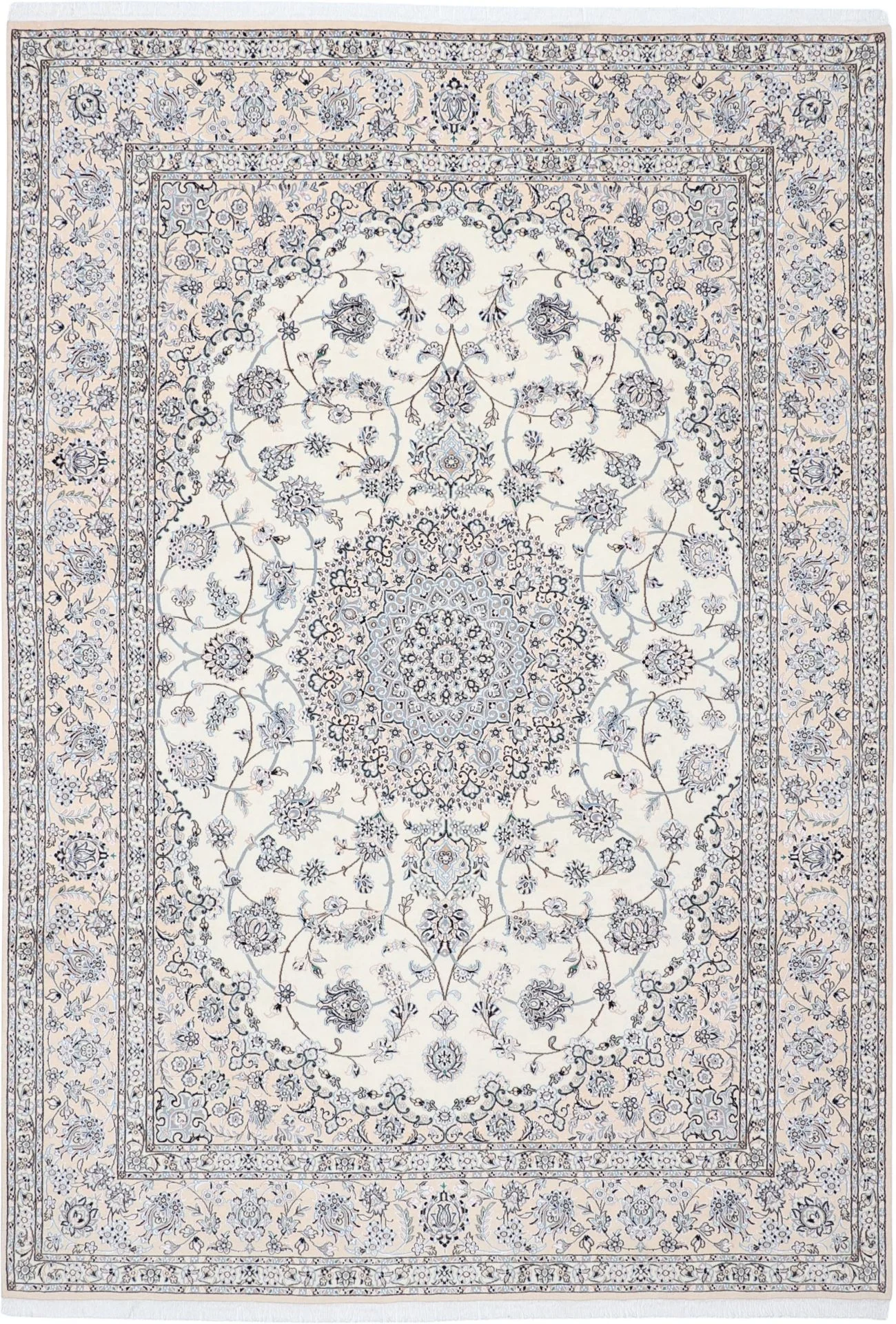 Wool & Silk Nain Persian Rug 248 × 357 cm, hand-knotted