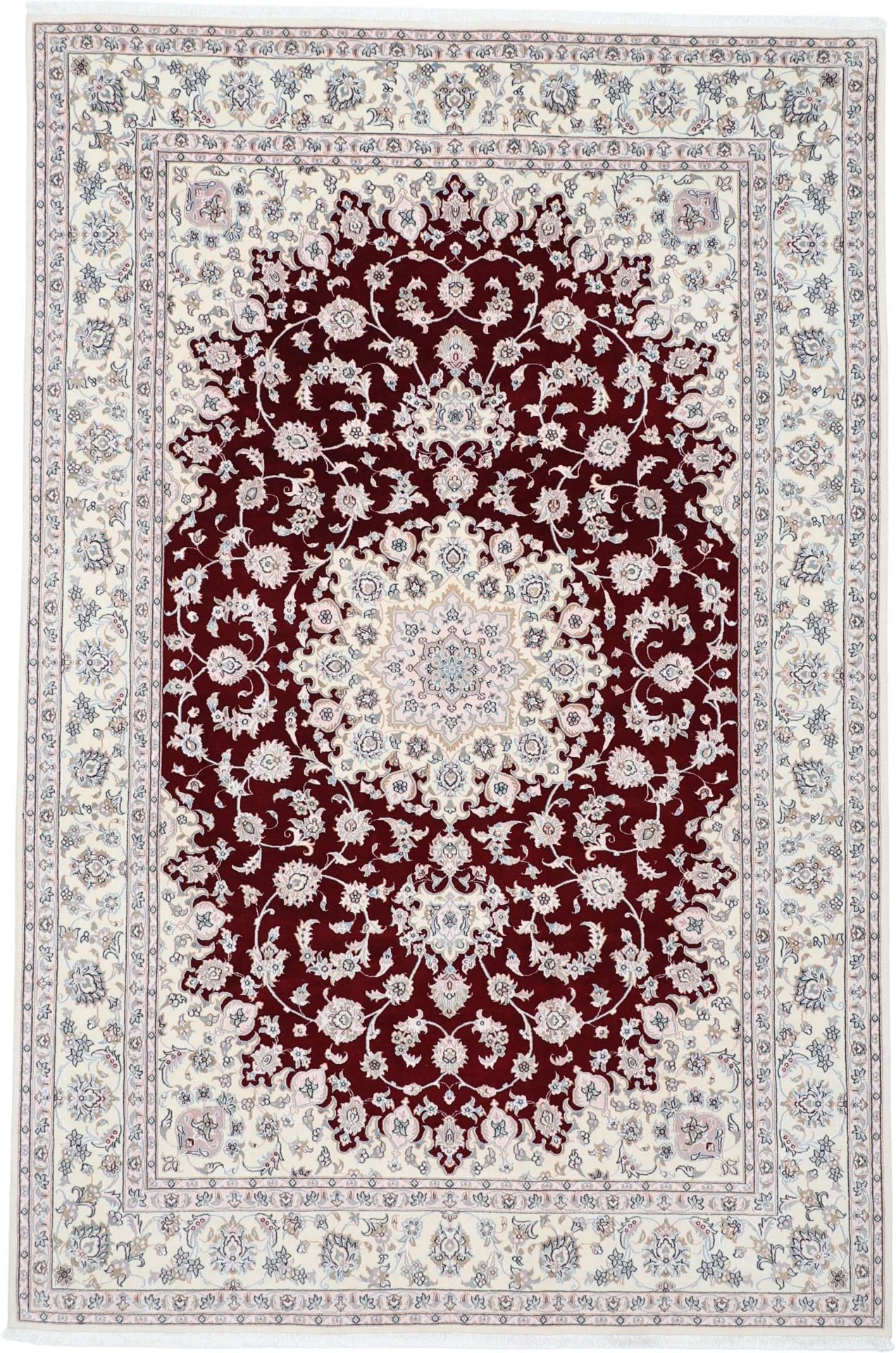 Hand-Knotted Nain Persian Rug, 204 × 306 cm, Wool & Silk