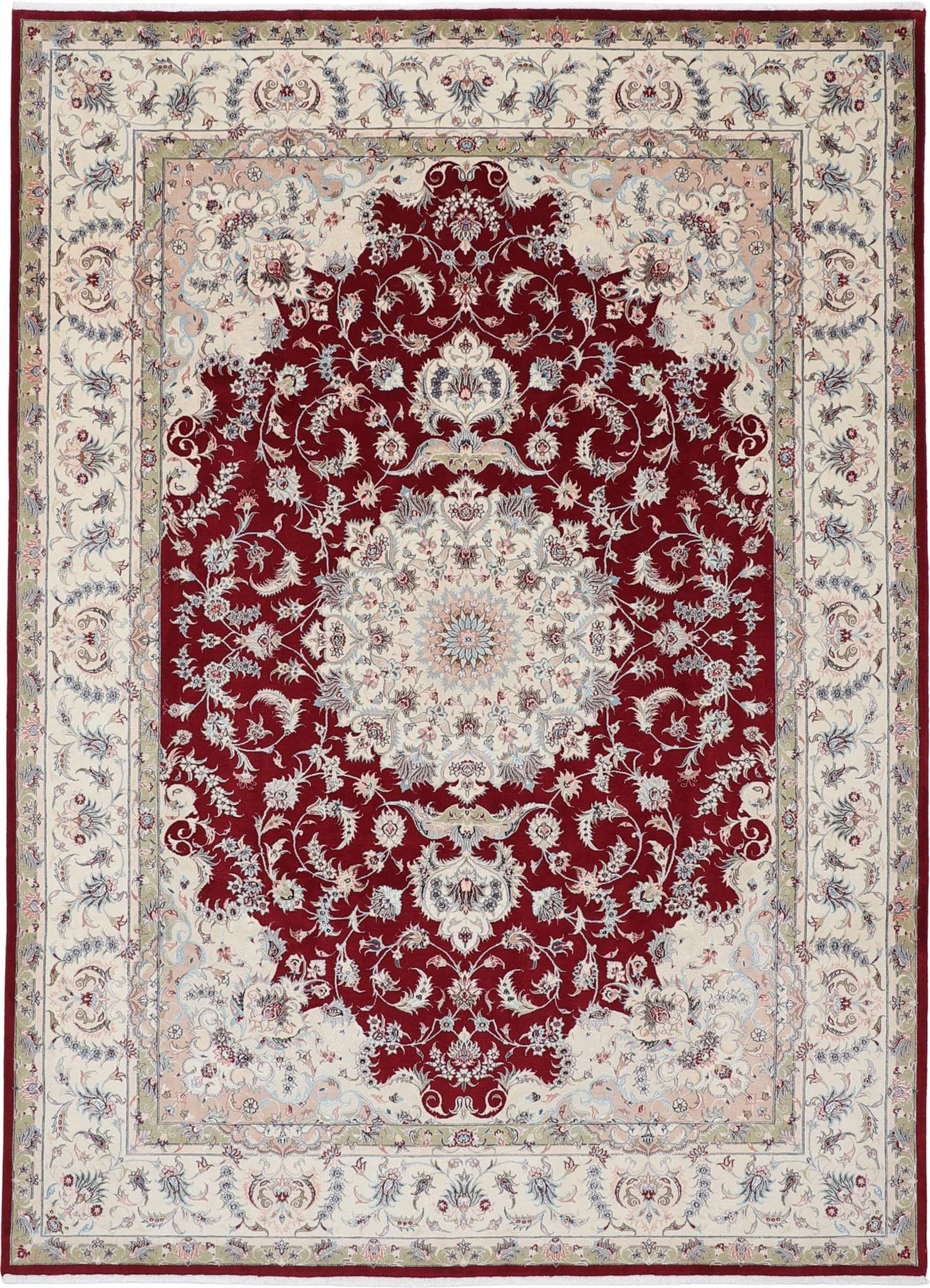 Hand-Knotted Tabriz Persian Rug, 248 × 343 cm, Wool & Silk