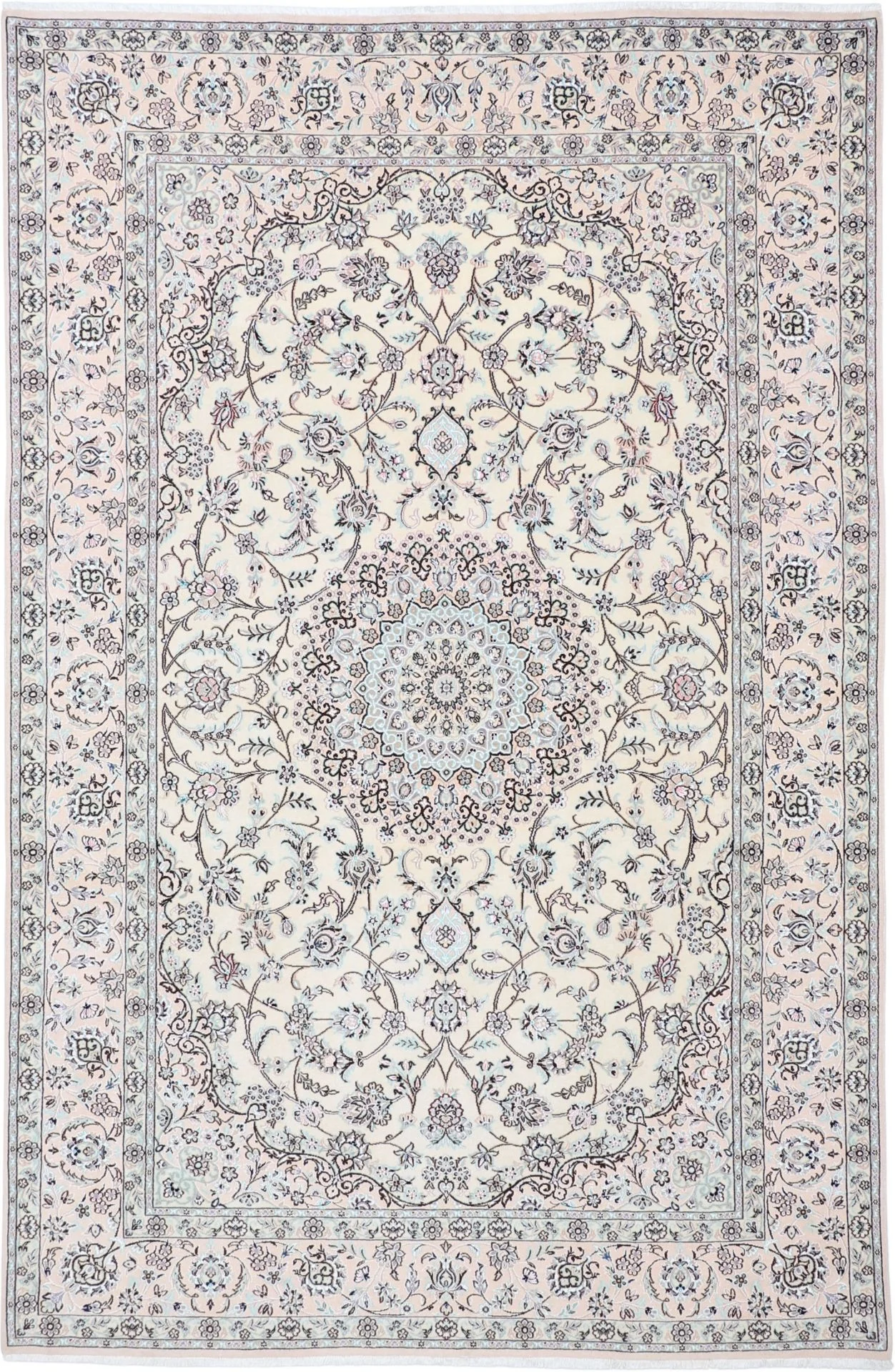 Wool & Silk Nain Persian Rug 202 × 310 cm, hand-knotted