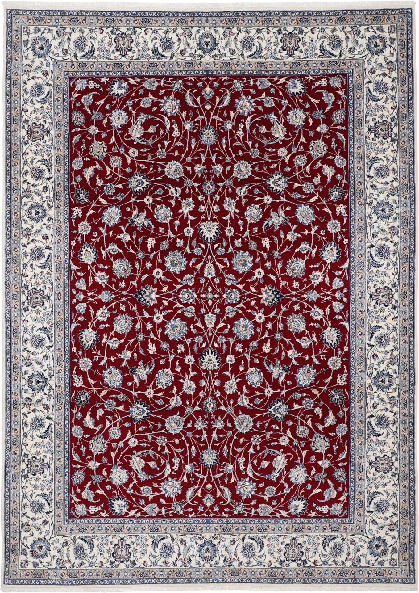 Nain Persian Rug 245 × 344 cm in Wool & Silk, hand-knotted