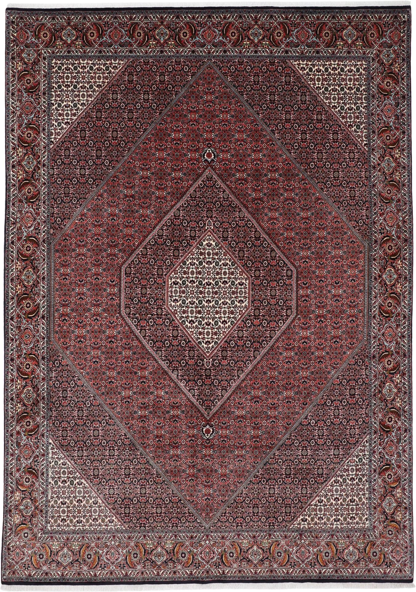 Hand-Knotted Bijar Persian Rug, 253 × 355 cm, Wool & Silk