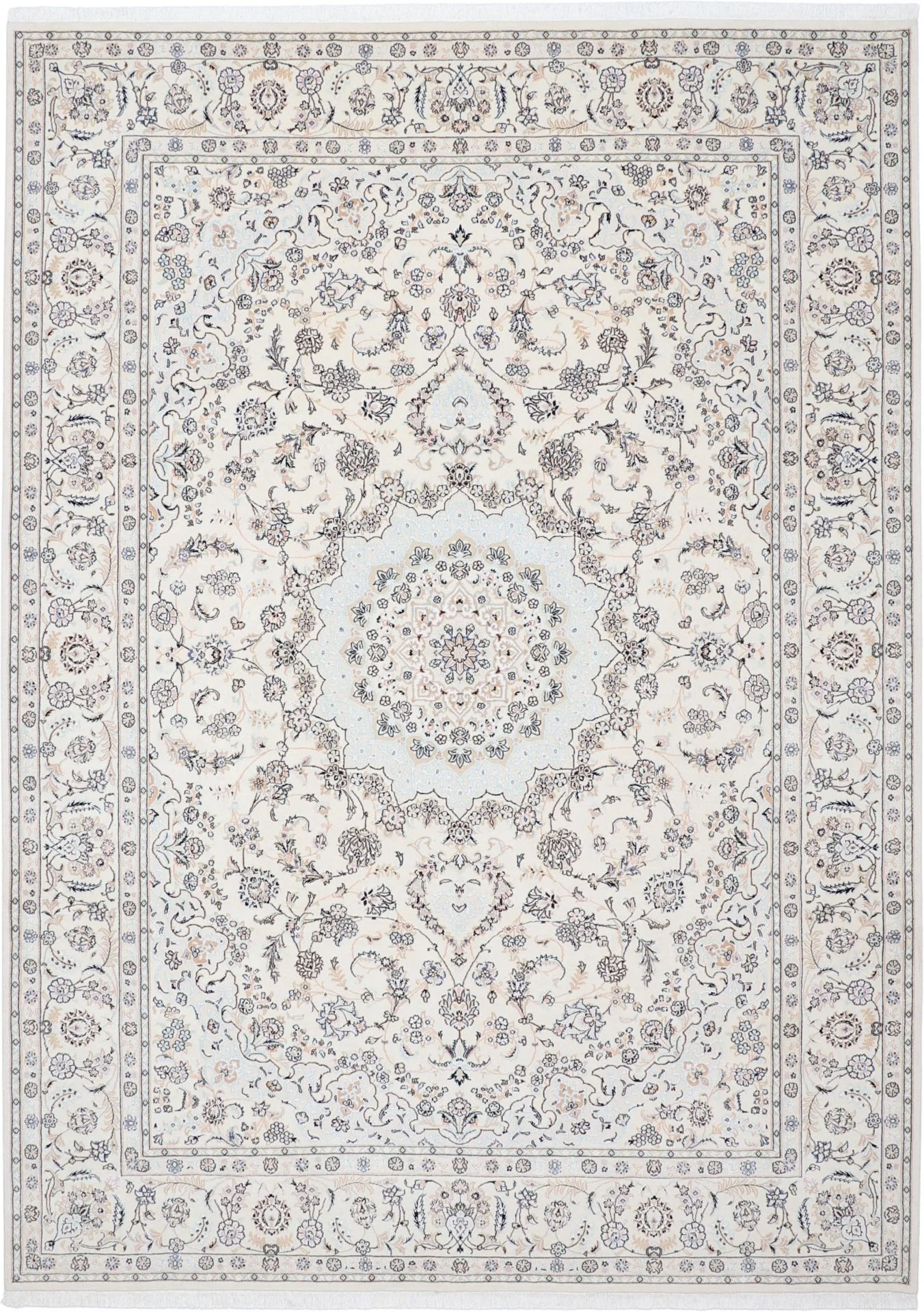 Hand-Knotted Nain Persian Rug, 255 × 350 cm, Wool & Silk