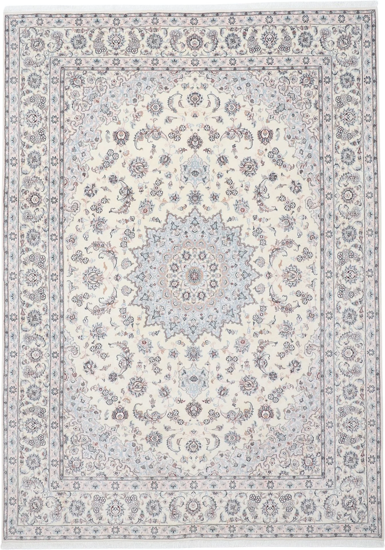 Hand-Knotted Nain Persian Rug, 246 × 344 cm, Wool & Silk