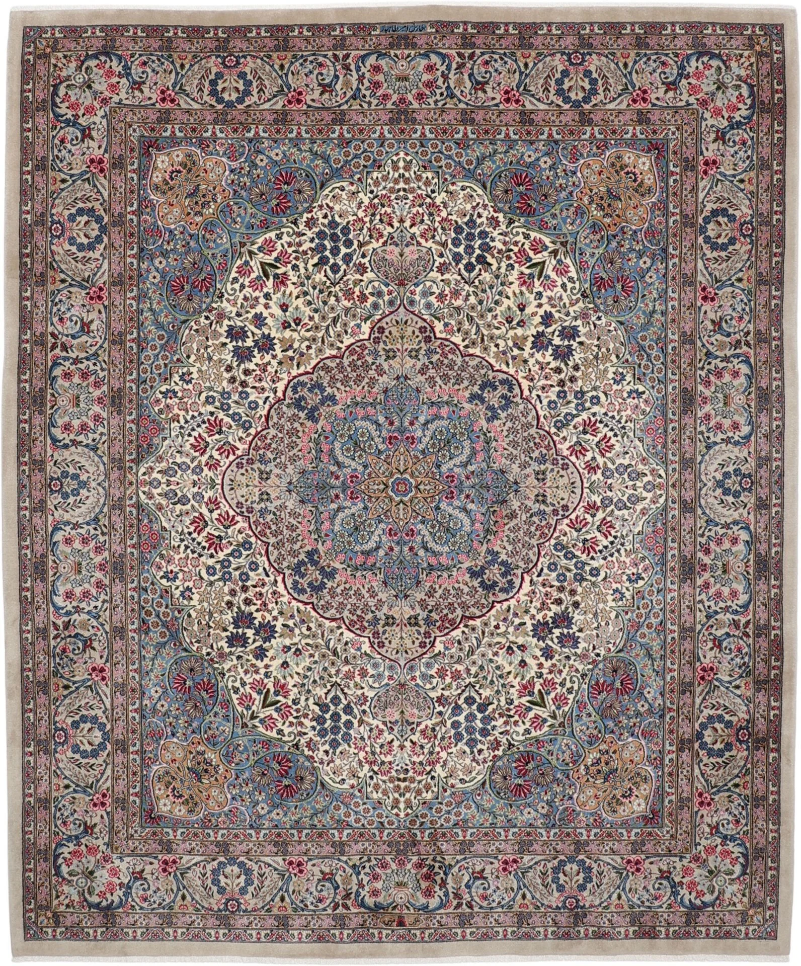 Hand-Knotted Kerman Persian Rug, 250 × 300 cm, Wool & Silk