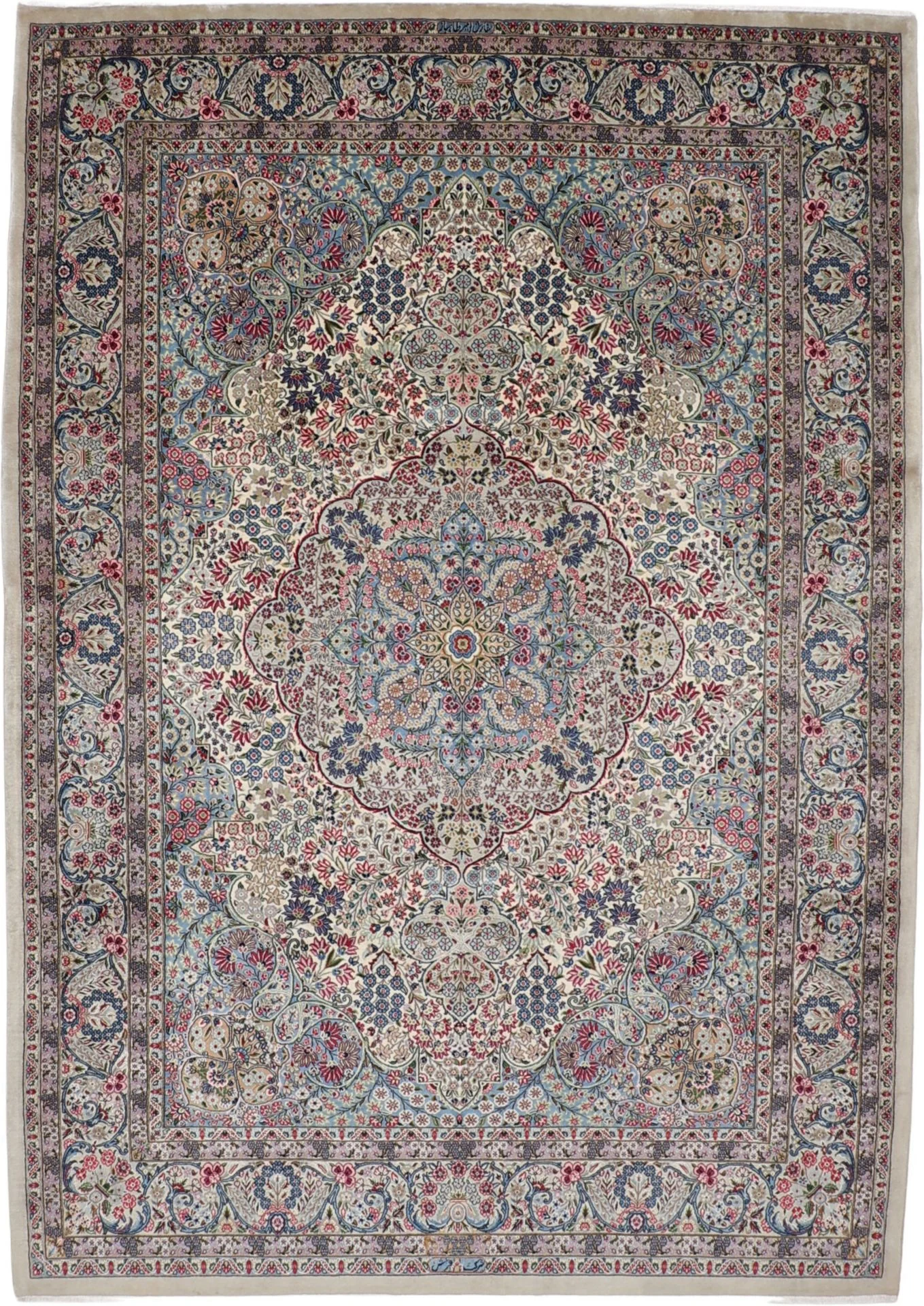 Wool & Silk Kerman Persian Rug 247 × 355 cm, hand-knotted
