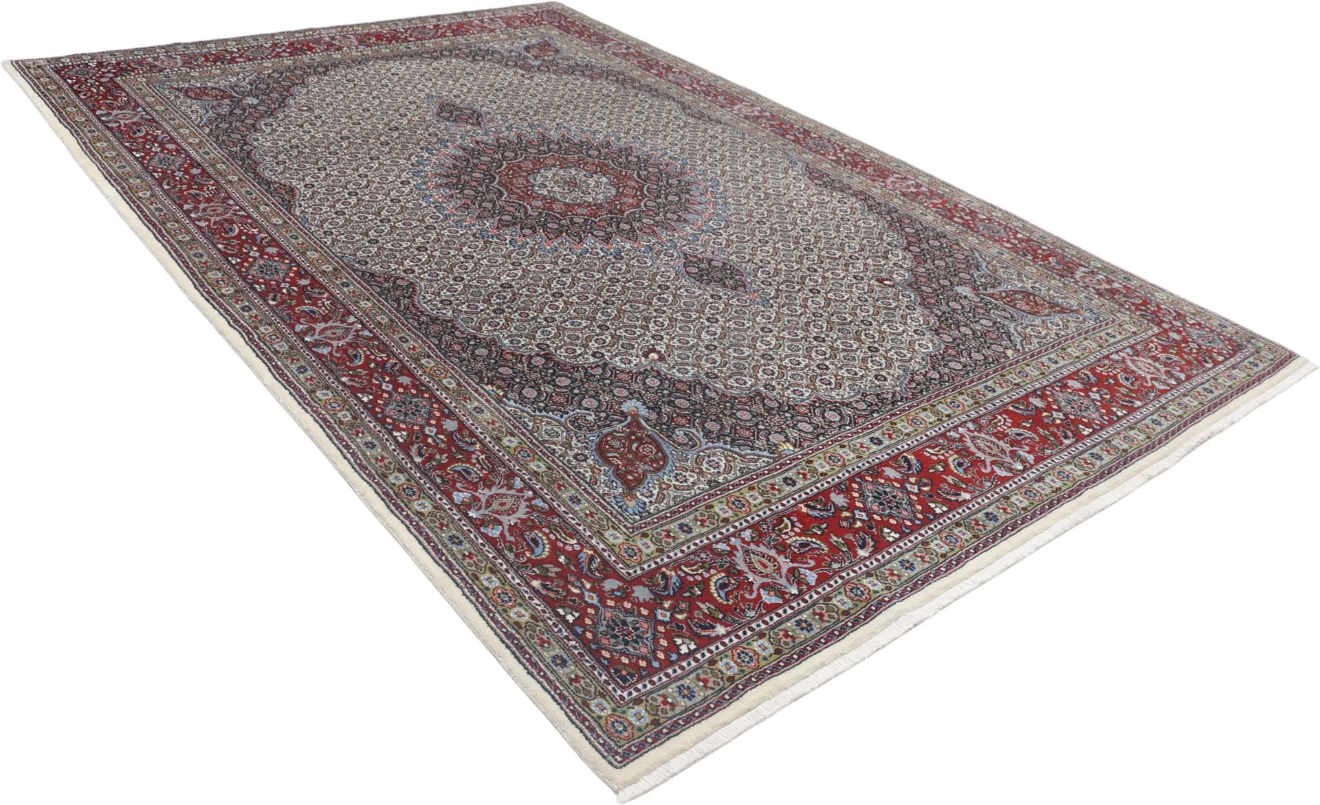 Hand-Knotted Moud Persian Rug, 200 × 303 cm, Wool & Silk - Image 4