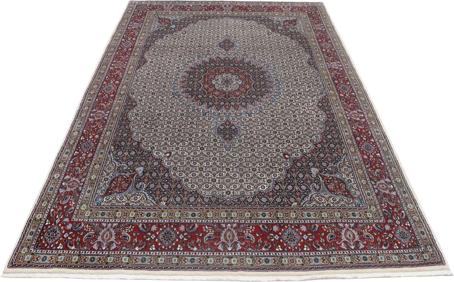 Hand-Knotted Moud Persian Rug, 200 × 303 cm, Wool & Silk - Image 7