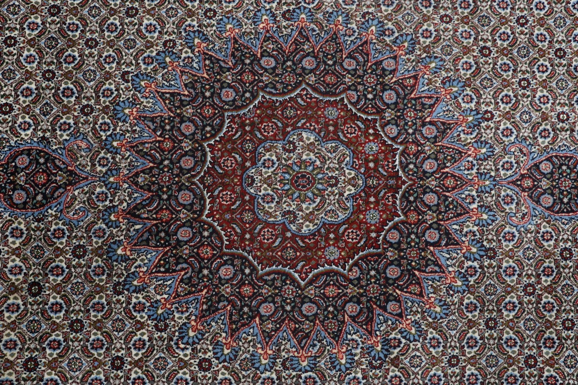 Hand-Knotted Moud Persian Rug, 200 × 303 cm, Wool & Silk - Image 9