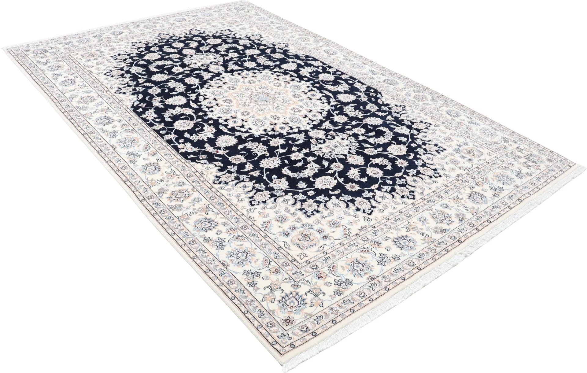 Hand-Knotted Nain Persian Rug, 200 × 310 cm, Wool & Silk - Image 4