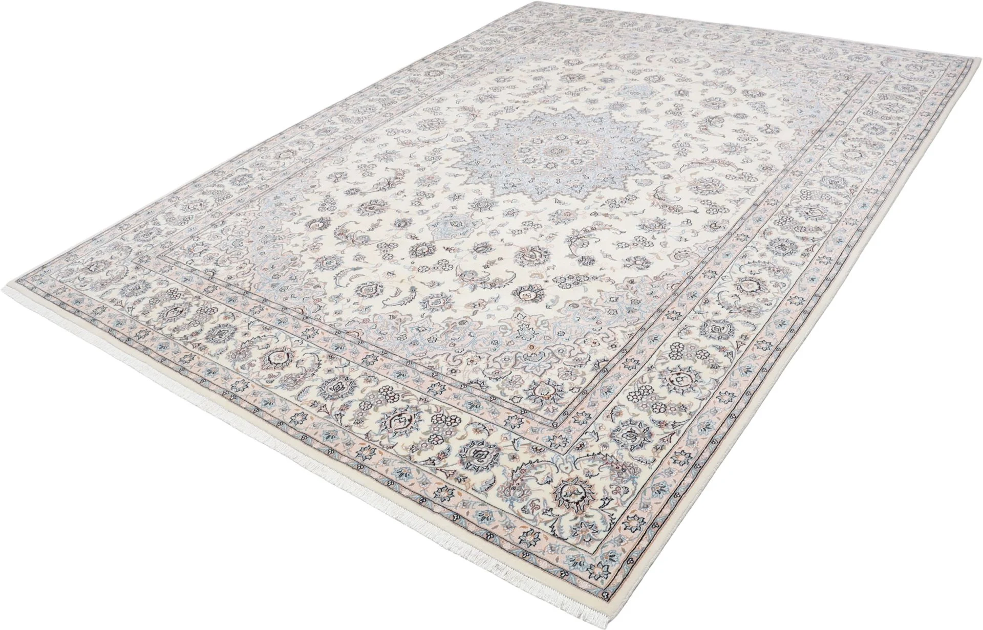 Hand-Knotted Nain Persian Rug, 253 × 345 cm, Wool & Silk - Image 3