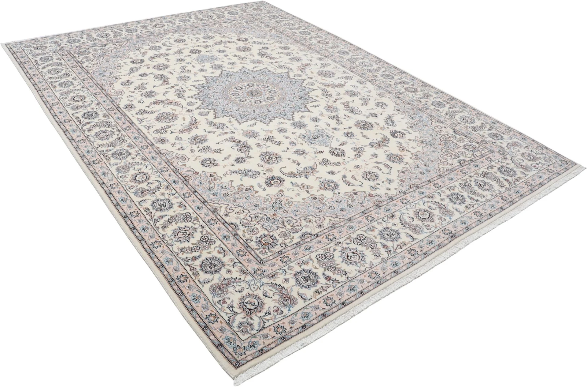 Hand-Knotted Nain Persian Rug, 253 × 345 cm, Wool & Silk - Image 4
