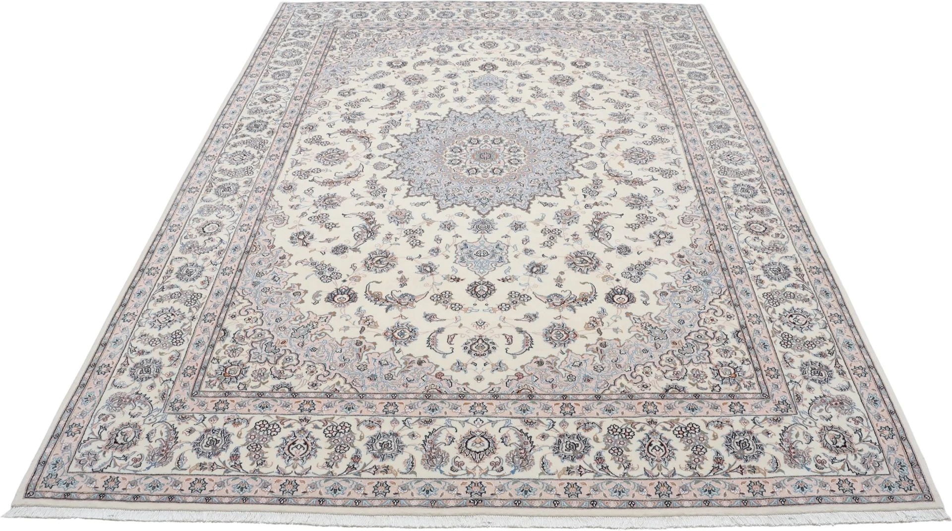 Hand-Knotted Nain Persian Rug, 253 × 345 cm, Wool & Silk - Image 7