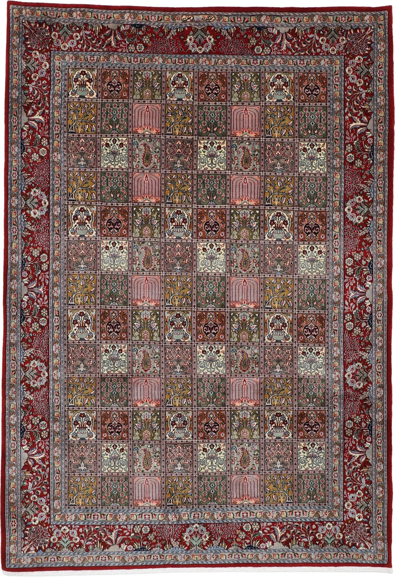 Hand-Knotted Moud Persian Rug, 207 × 300 cm, Wool & Silk