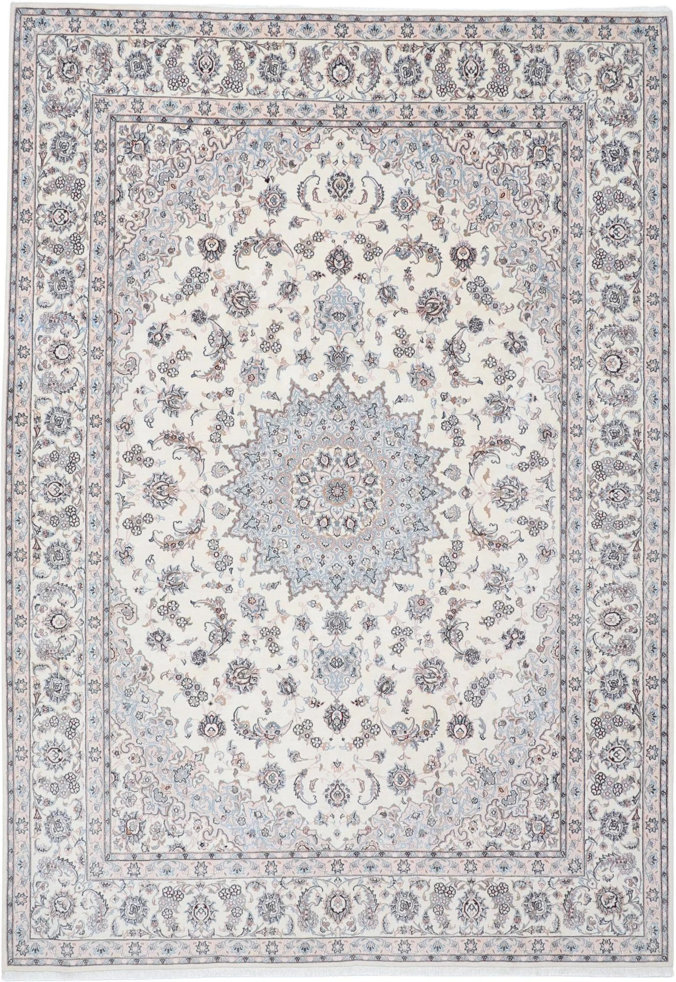 Wool & Silk Nain Persian Rug 255 × 366 cm, hand-knotted