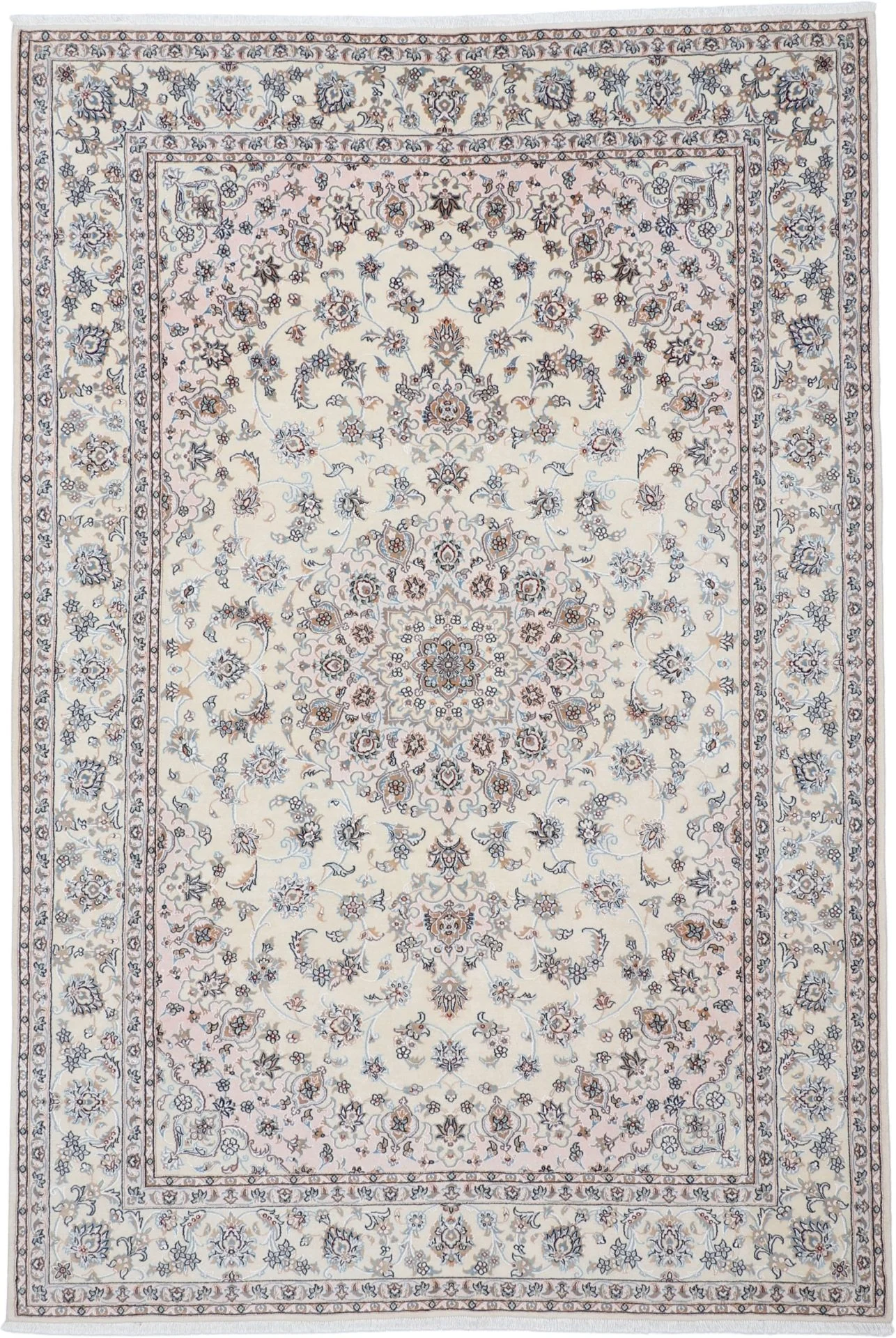 Wool & Silk Nain Persian Rug 202 × 298 cm, hand-knotted