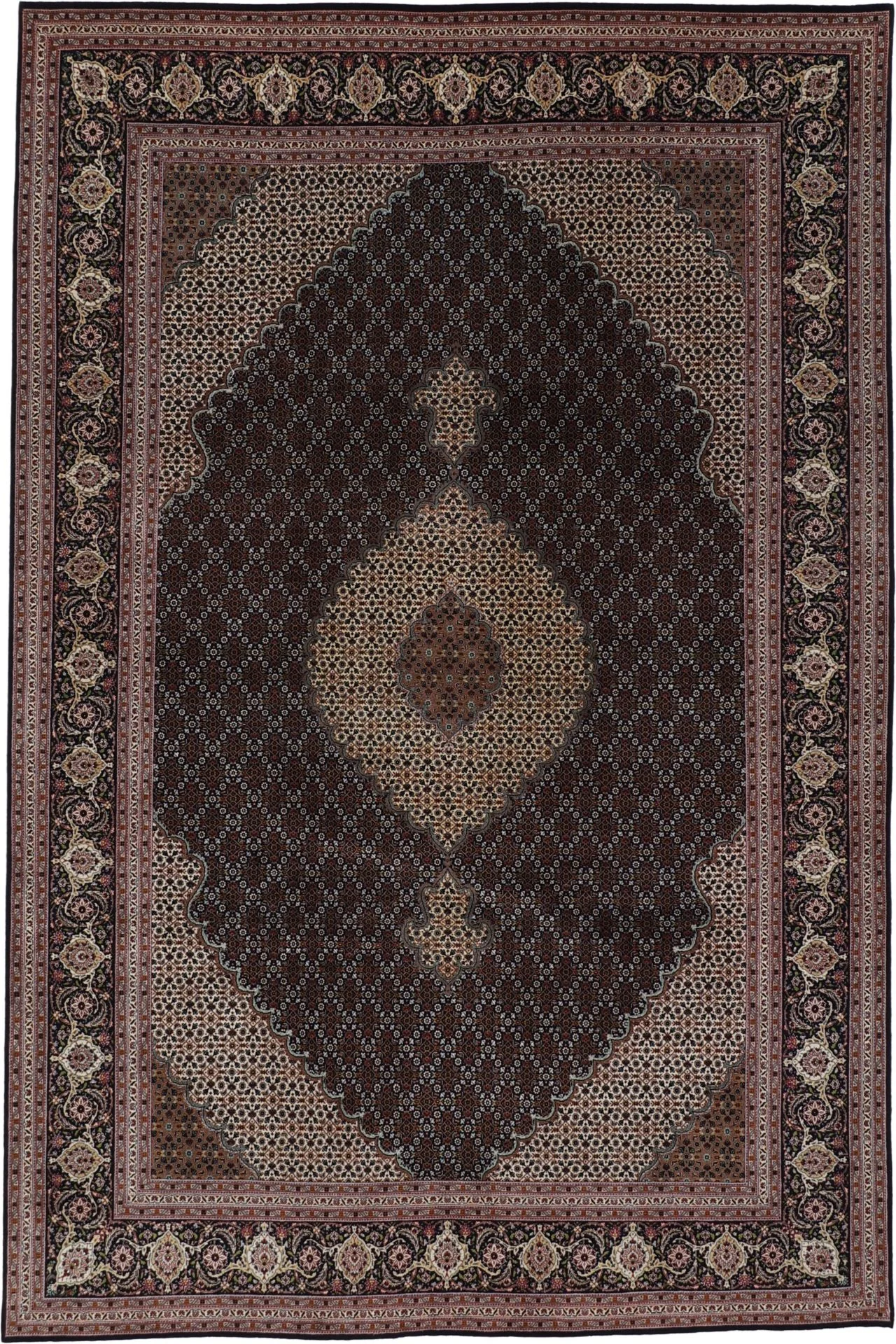 Hand-Knotted Tabriz Persian Rug, 200 × 303 cm, Wool & Silk