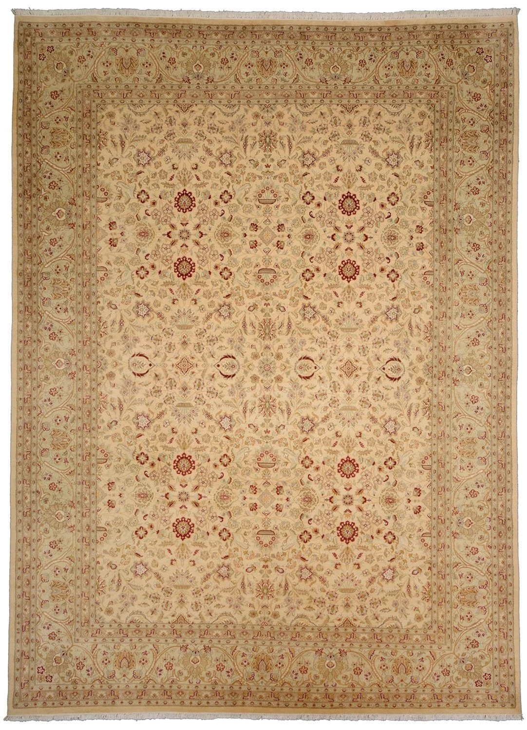 Tabriz Pakistani Rug 274 × 374 cm in Wool & Silk, hand-knotted