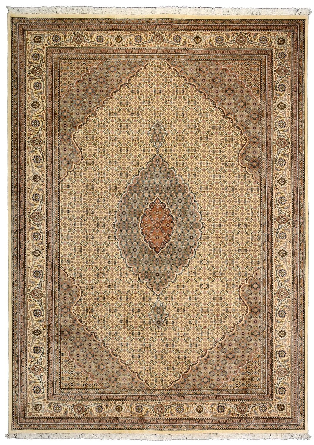 Hand-Knotted Tabriz Indian Rug, 251 × 350 cm, Wool & Silk