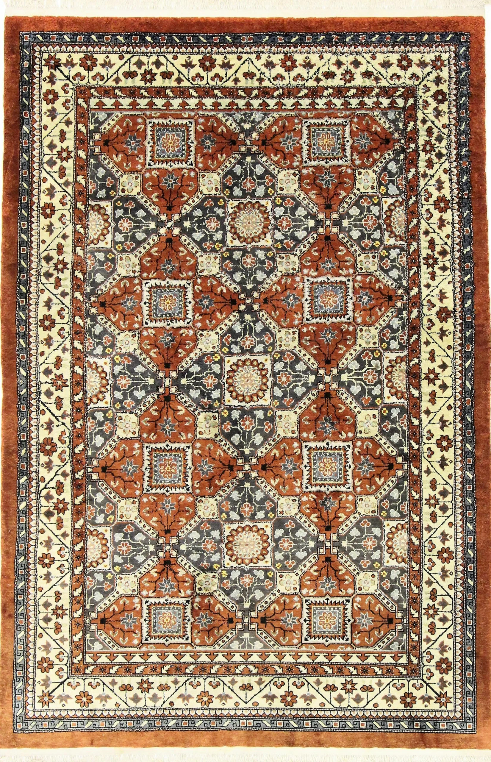 Hand-Knotted Persian Rug, 183 × 122 cm, Silk