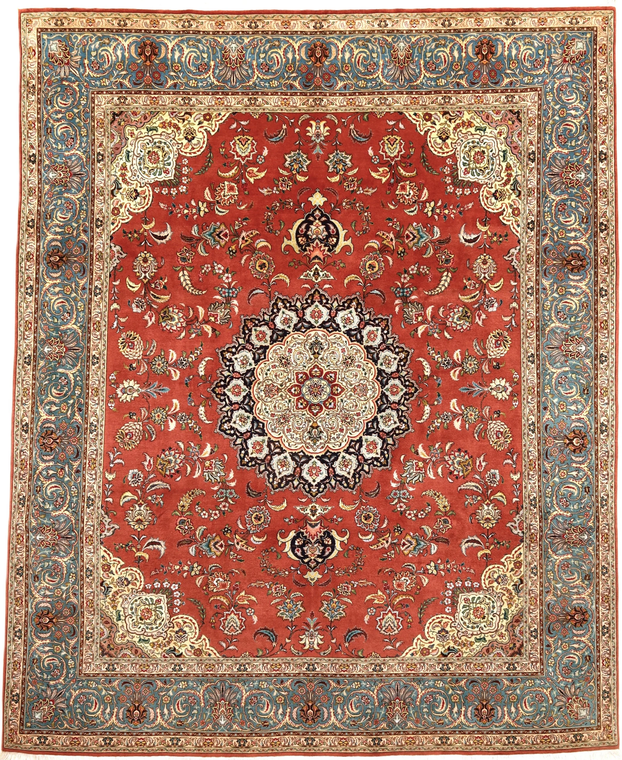 Hand-Knotted Tabriz Persian Rug, 308 × 249 cm, Wool & Silk