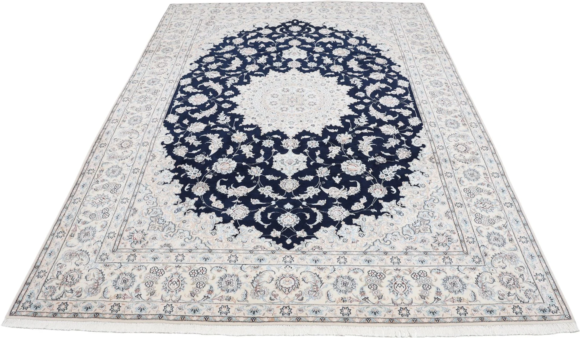 Alternative view of Wool & Silk Nain Persian Rug 250 × 357 cm, hand-knotted