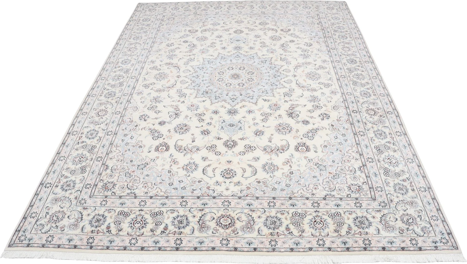 Hand-Knotted Nain Persian Rug, 246 × 344 cm, Wool & Silk - Image 2