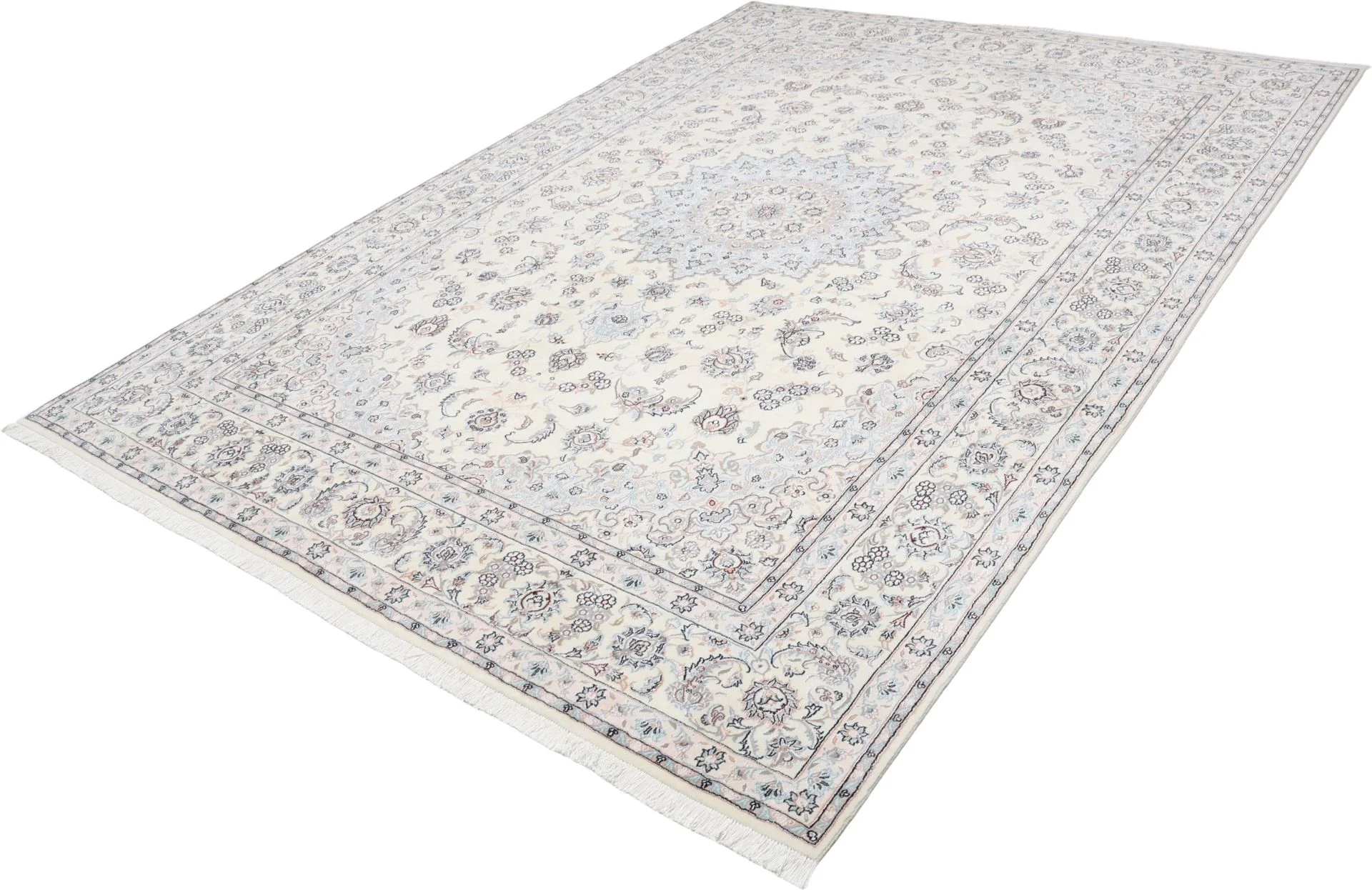 Hand-Knotted Nain Persian Rug, 246 × 344 cm, Wool & Silk - Image 3