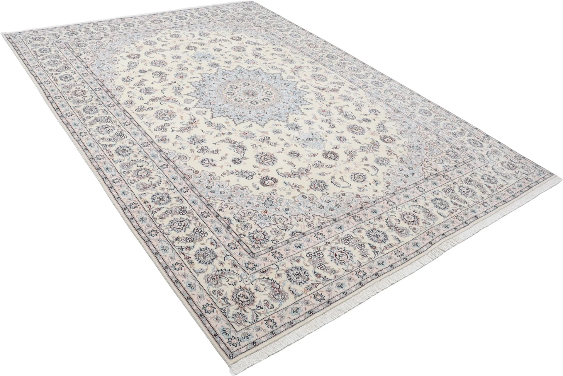 Hand-Knotted Nain Persian Rug, 246 × 344 cm, Wool & Silk - Image 4