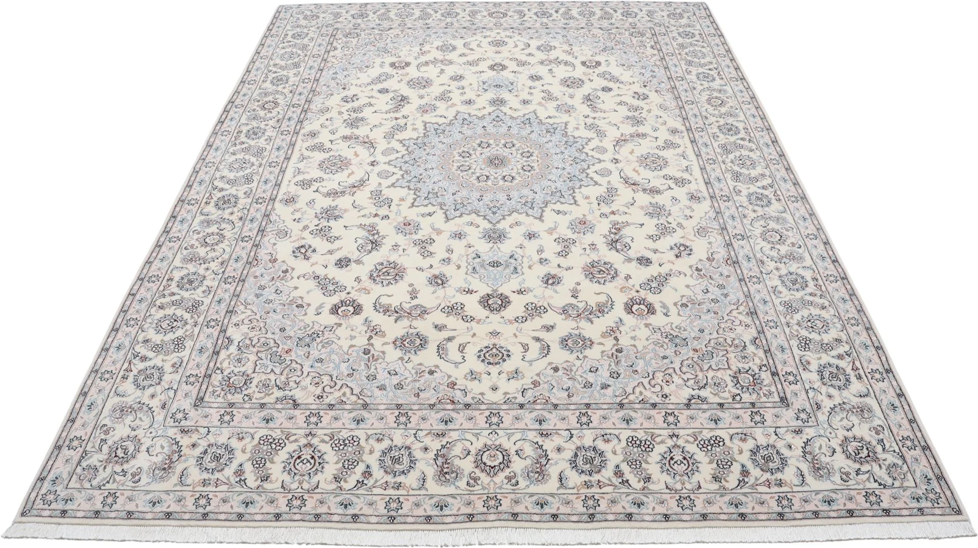 Hand-Knotted Nain Persian Rug, 246 × 344 cm, Wool & Silk - Image 7